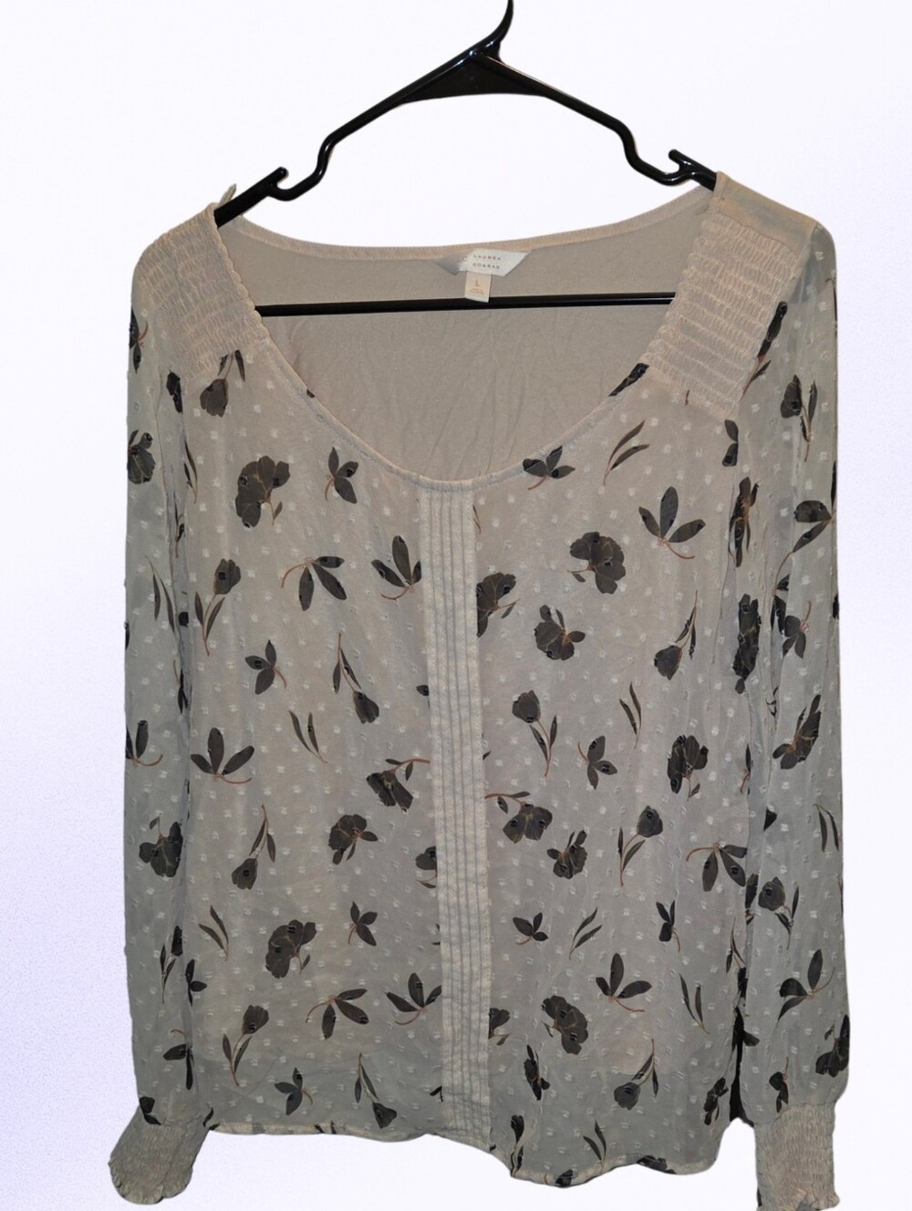 LC Lauren Conrad Floral Pintuck Peasant Blouse